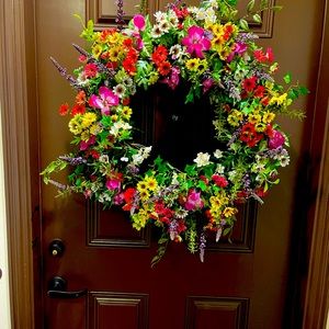 28” Balsam Hill meadow flower wreath